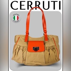 CERUTTI 1881 Tan and Orange Shoulder/Baguette Bag